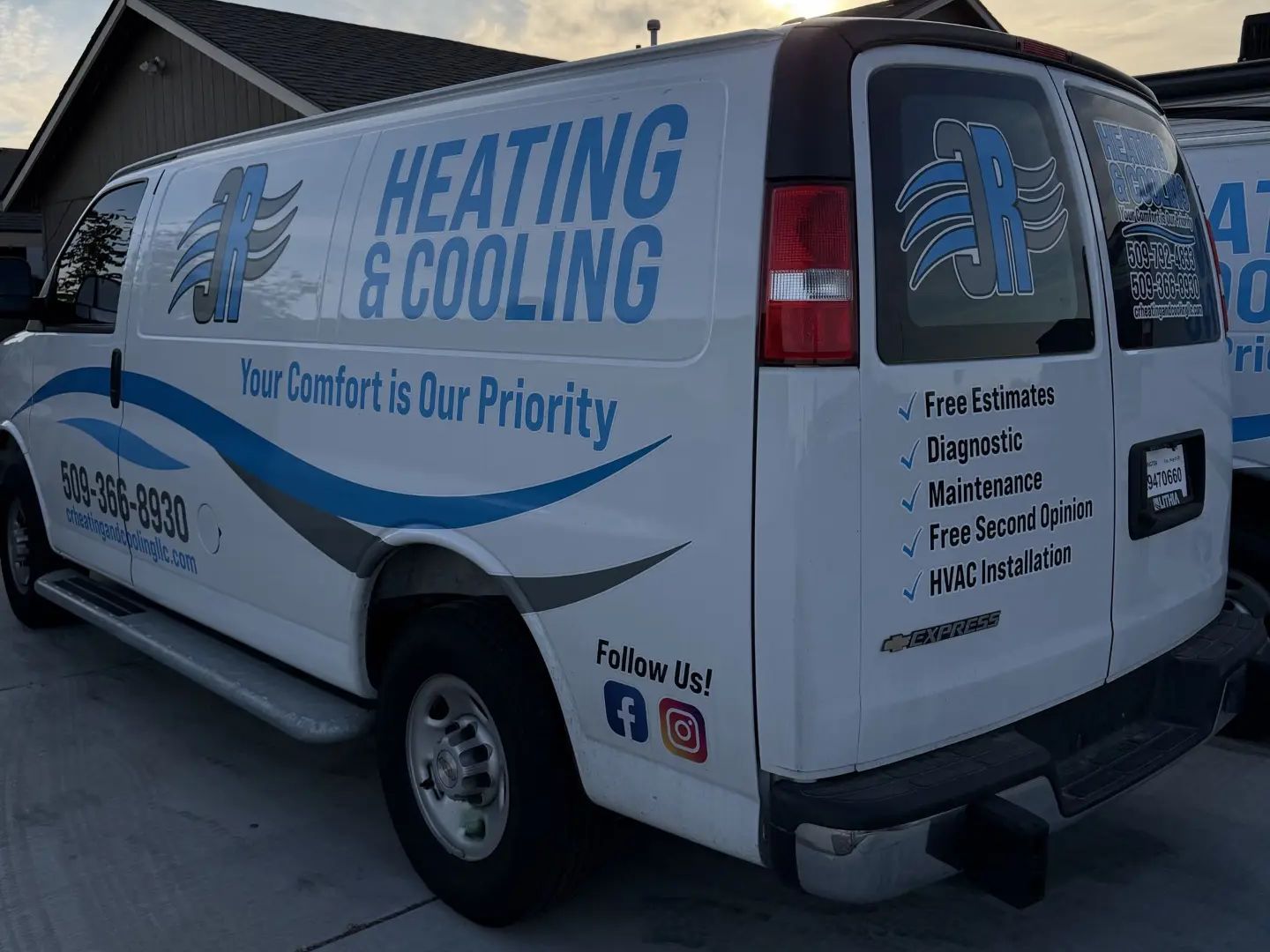 C&R Heating and Cooling service van with company branding